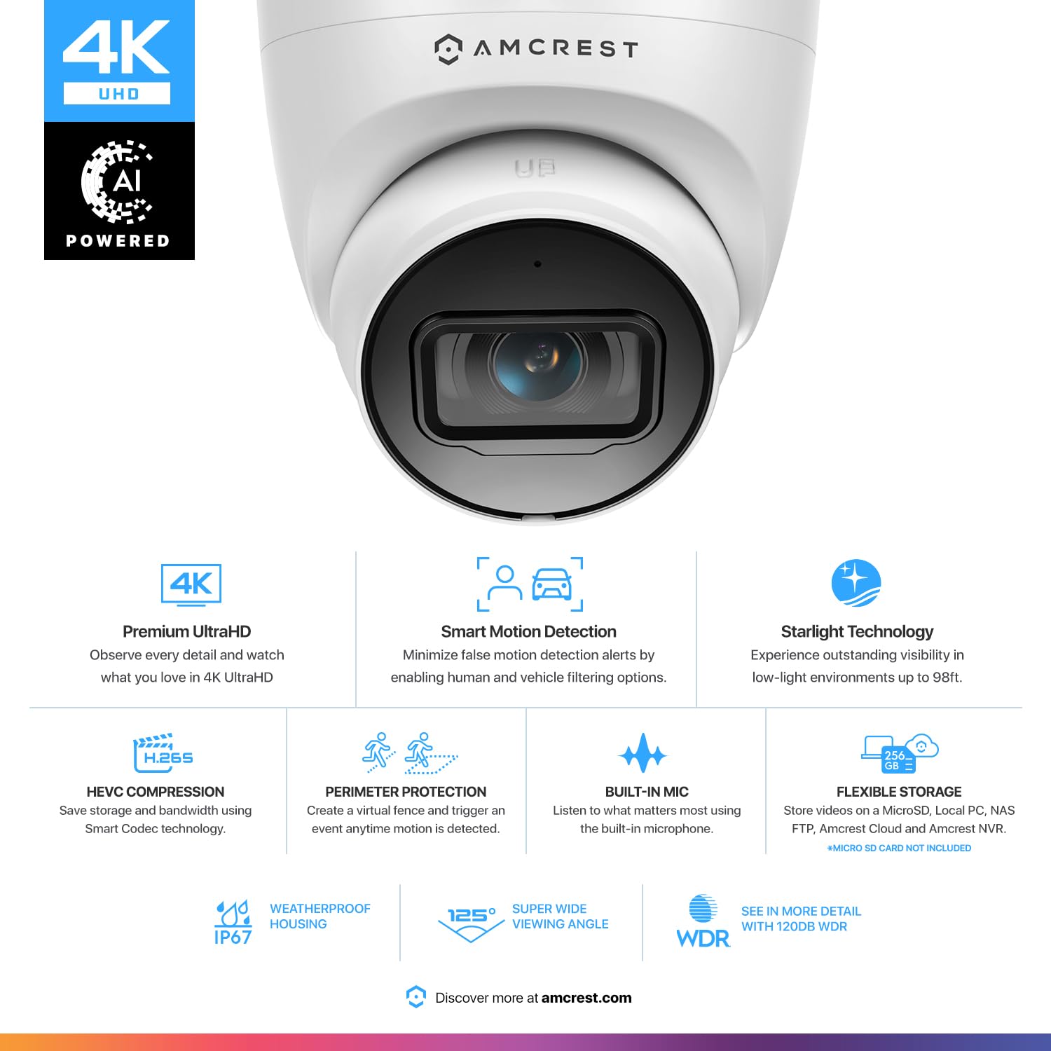 Amcrest UltraHD 4K (8MP) Outdoor Security IP Turret PoE Camera